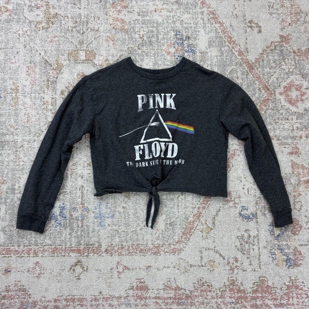 Cropped M Long Sleeve Crewneck Pink Floyd Graphic Streetwear Rock Grunge Skater